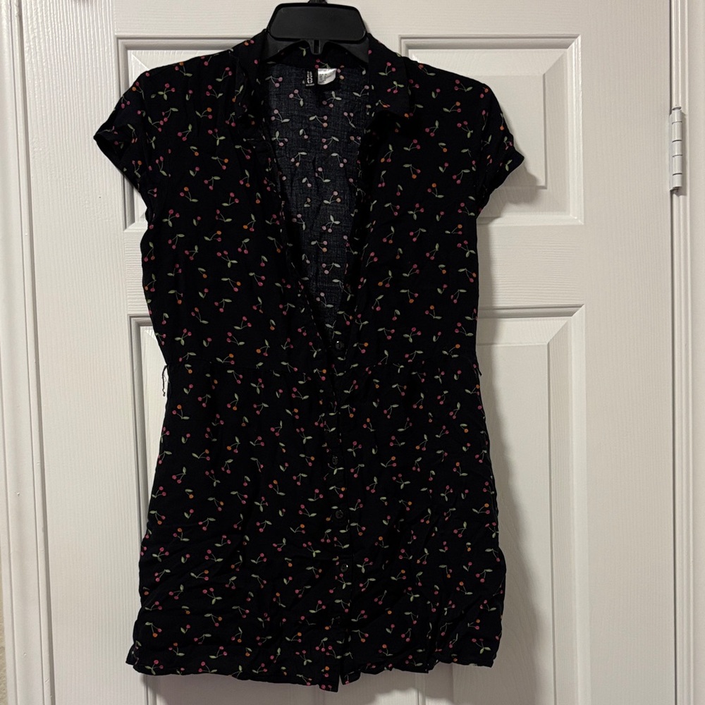Black Cherry Print Women's Dress